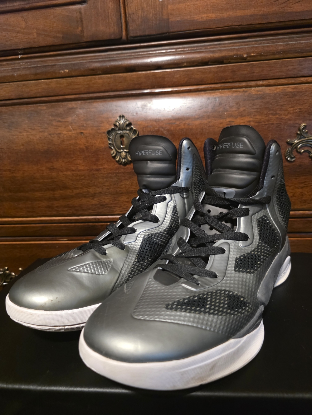 Nike Hyperfuse Men's Basketball Shoes - Silver/Black/White